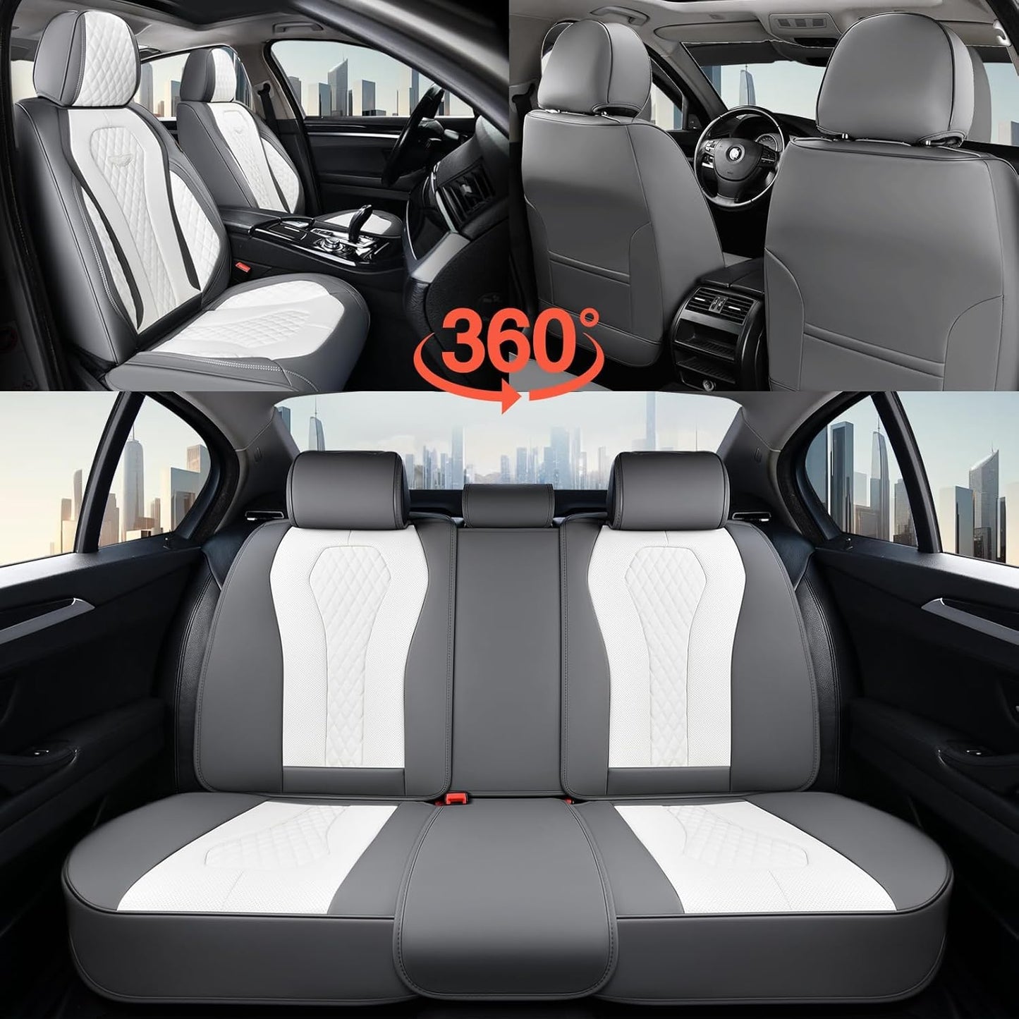 Gray & White Seat Cover Premium
