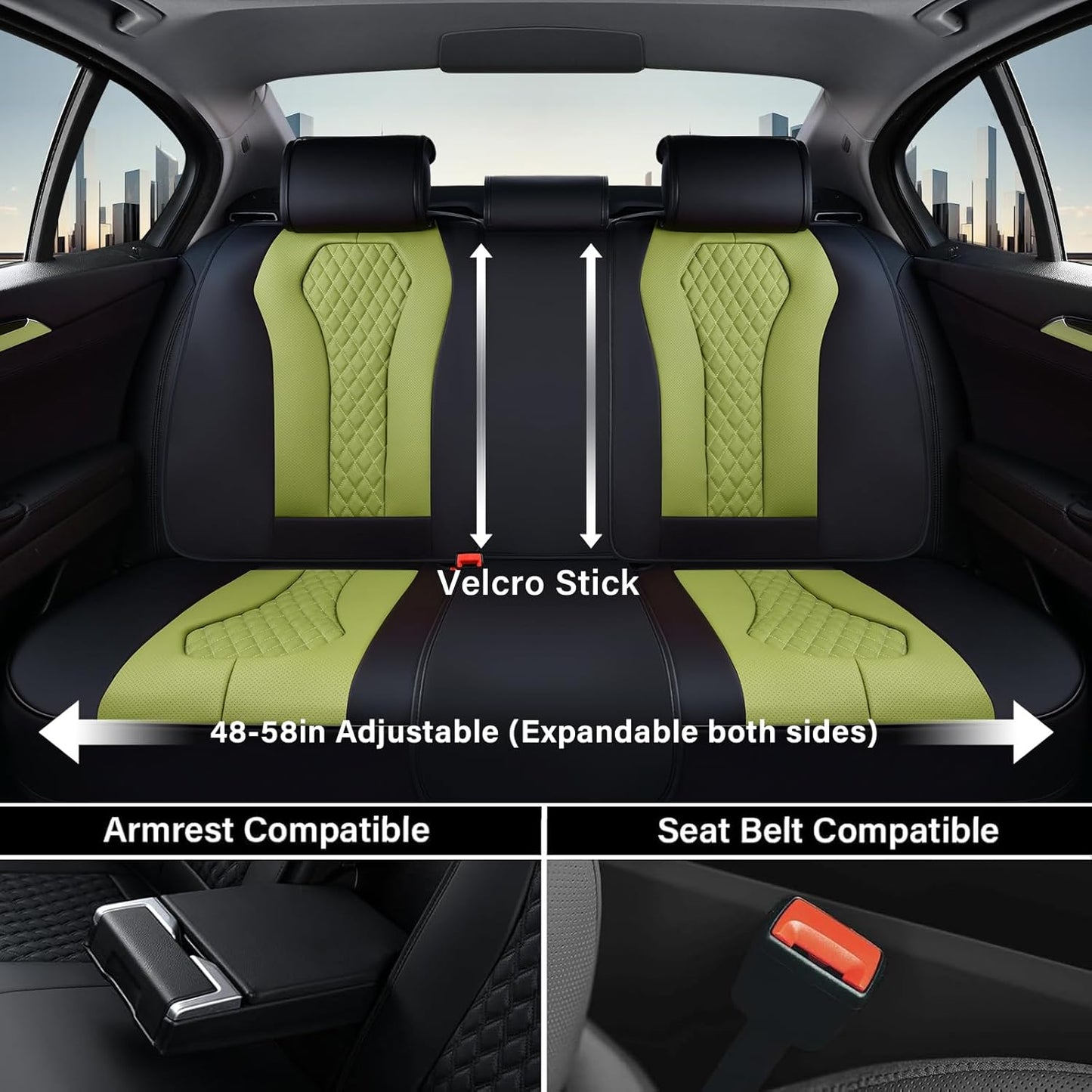 Black & Green Seat Cover Premium
