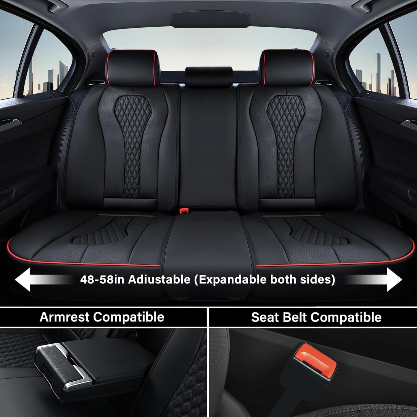 Black & Red Stripes Seat Cover Premium