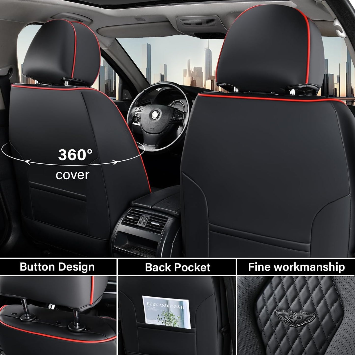 Black & Red Stripes Seat Cover Premium