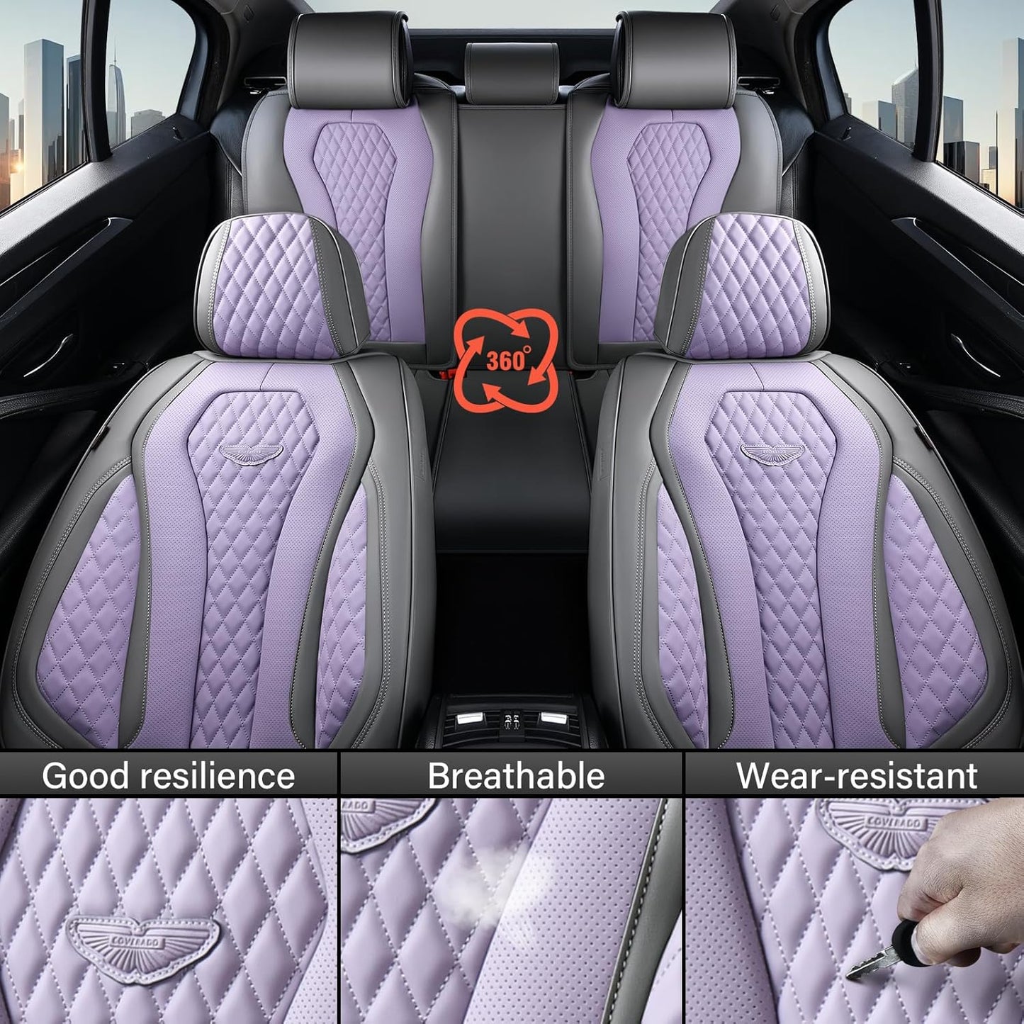 Black & Purple Seat Cover Premium