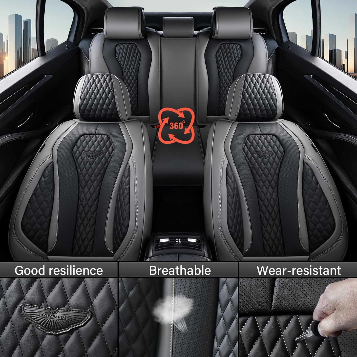 Black & Gray Seat Cover Premium