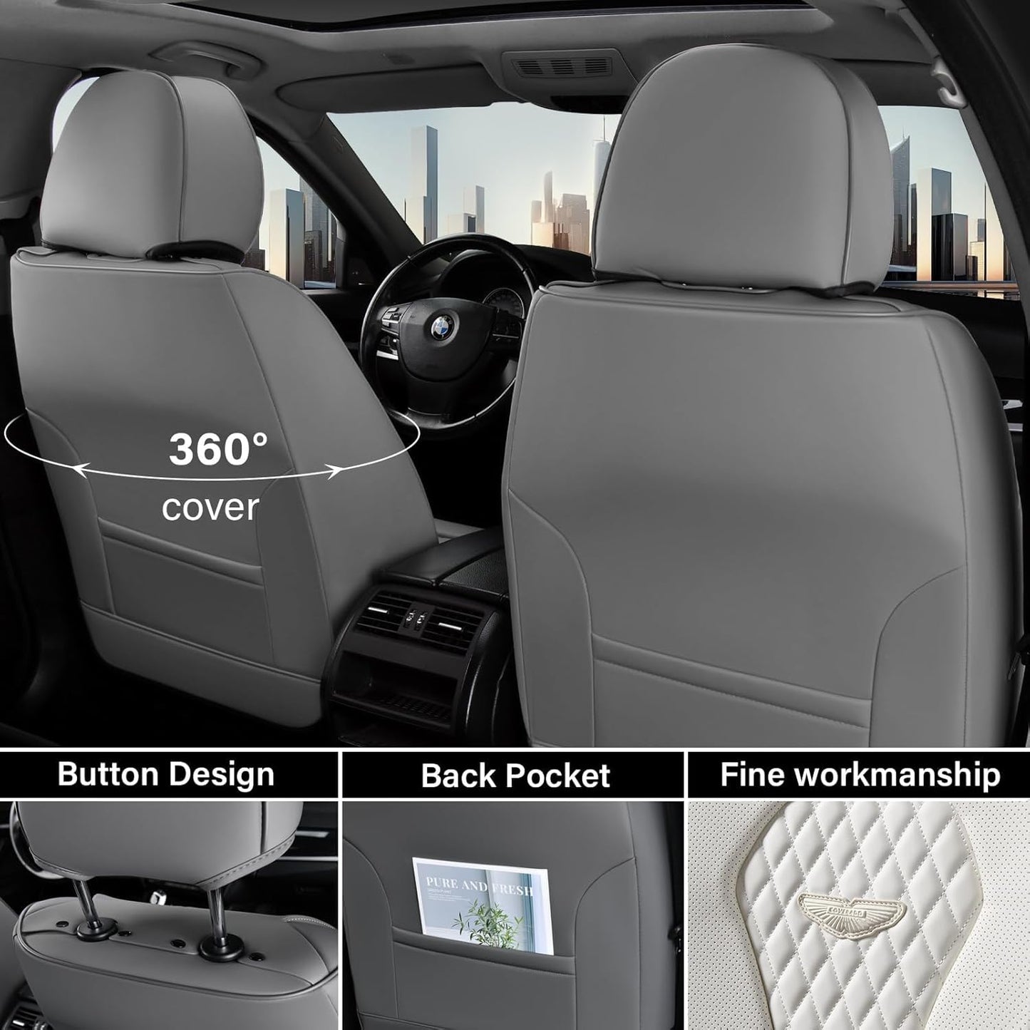 Gray & White Seat Cover Premium