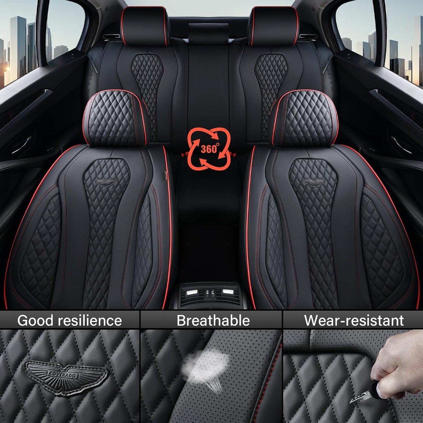 Black & Red Stripes Seat Cover Premium