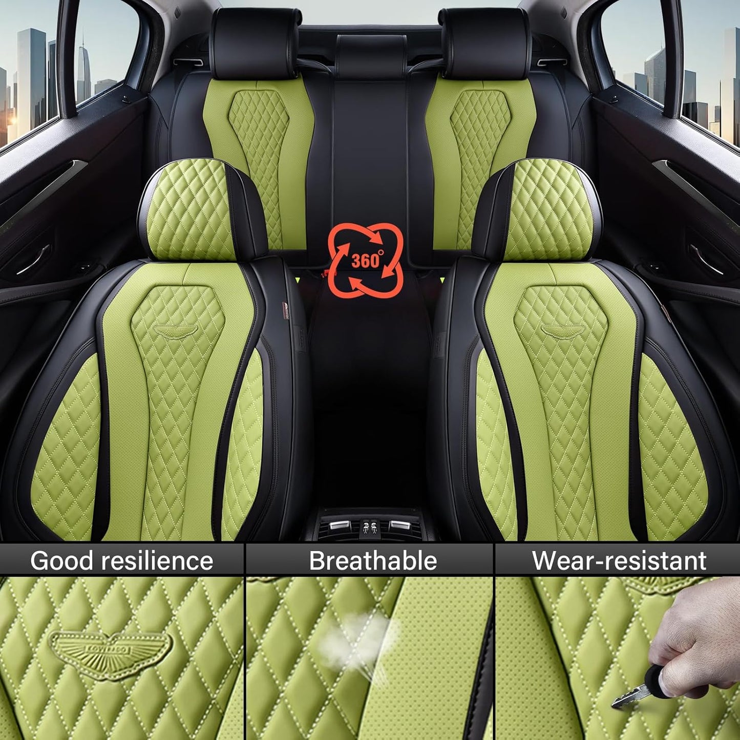 Black & Green Seat Cover Premium