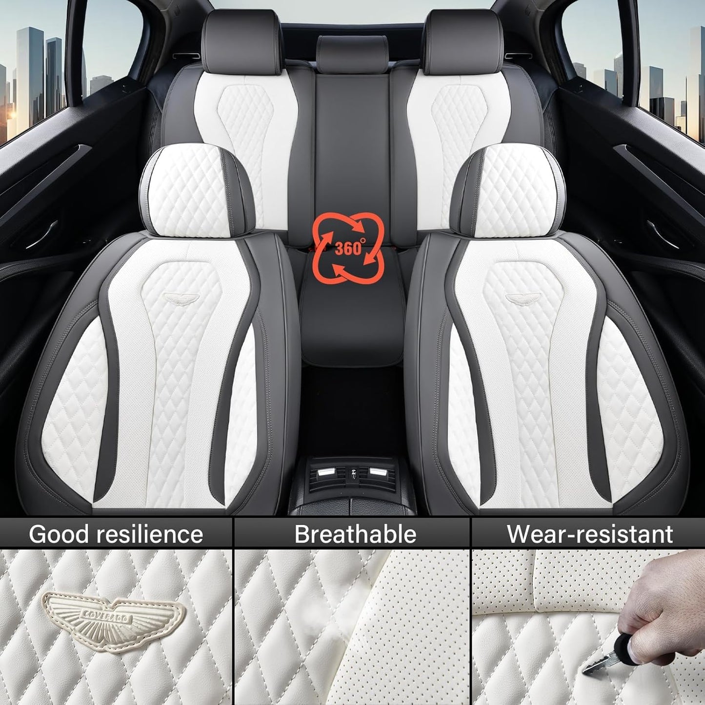 Gray & White Seat Cover Premium