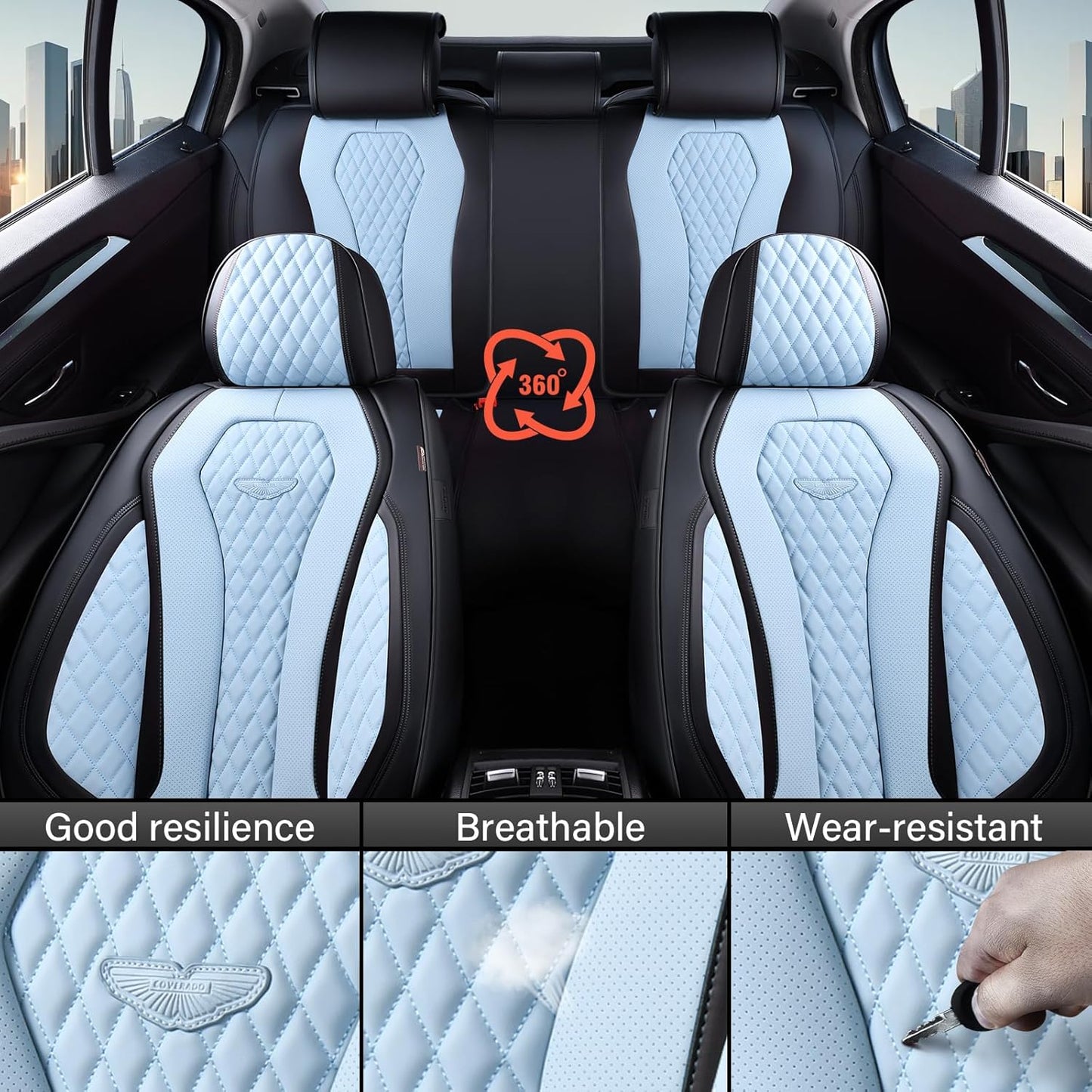 Black & Blue Seat Cover Premium