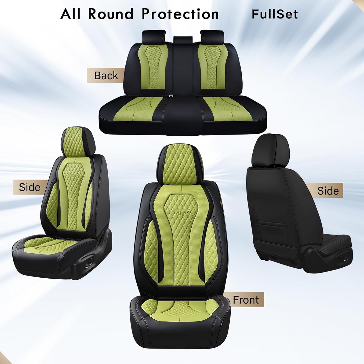 Black & Green Seat Cover Premium
