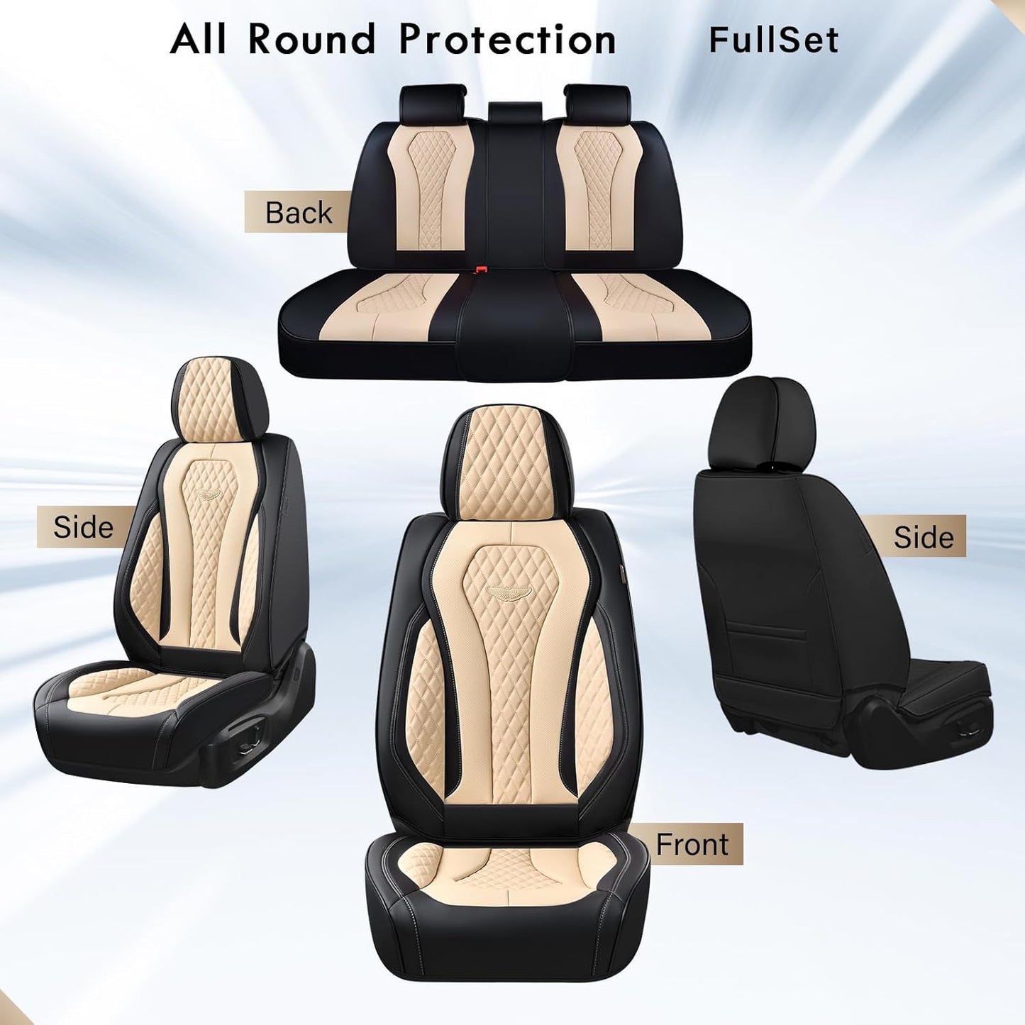 Black & Beige Seat Cover Premium