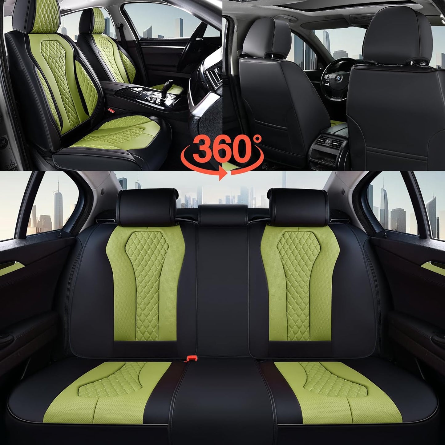 Black & Green Seat Cover Premium