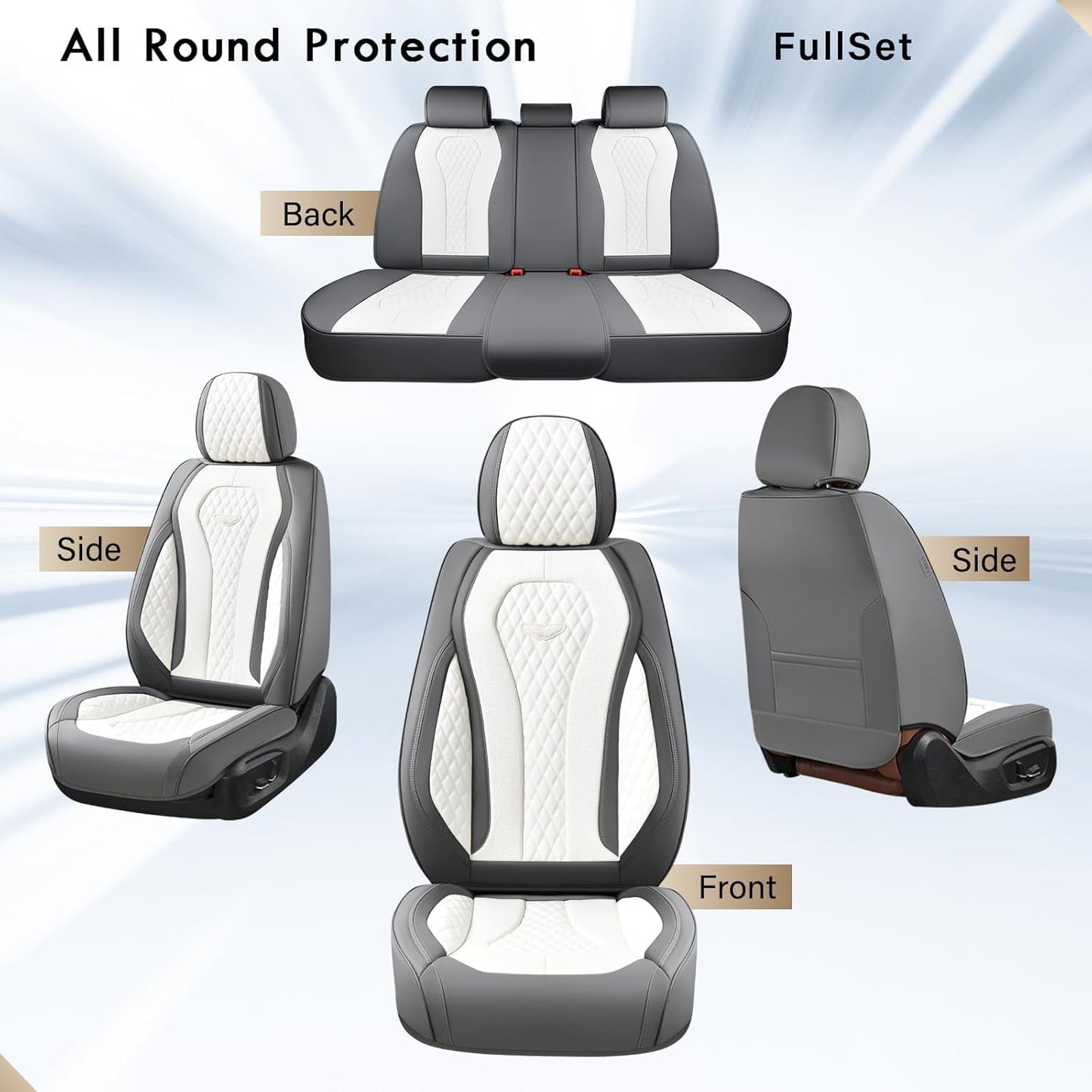 Gray & White Seat Cover Premium
