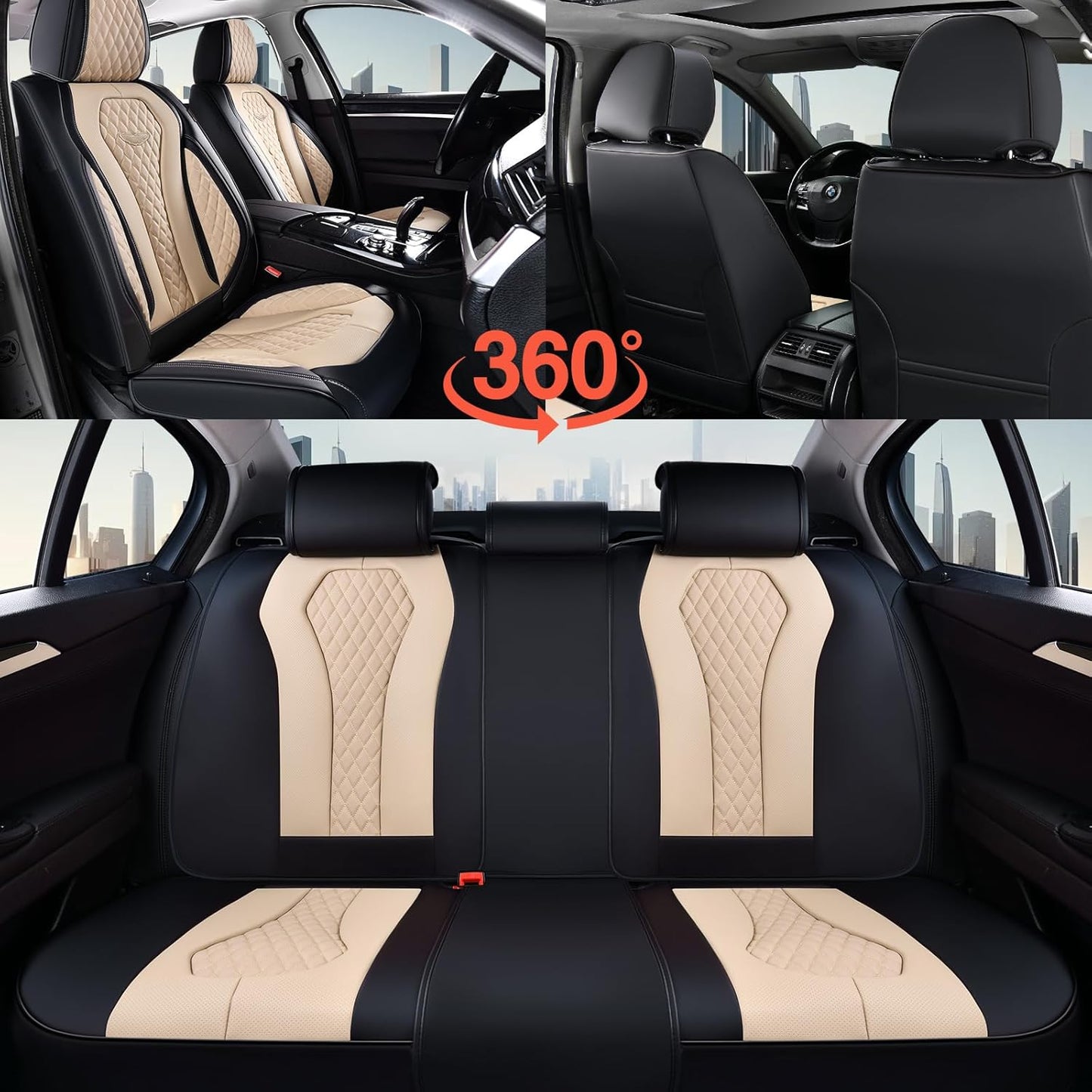 Black & Beige Seat Cover Premium