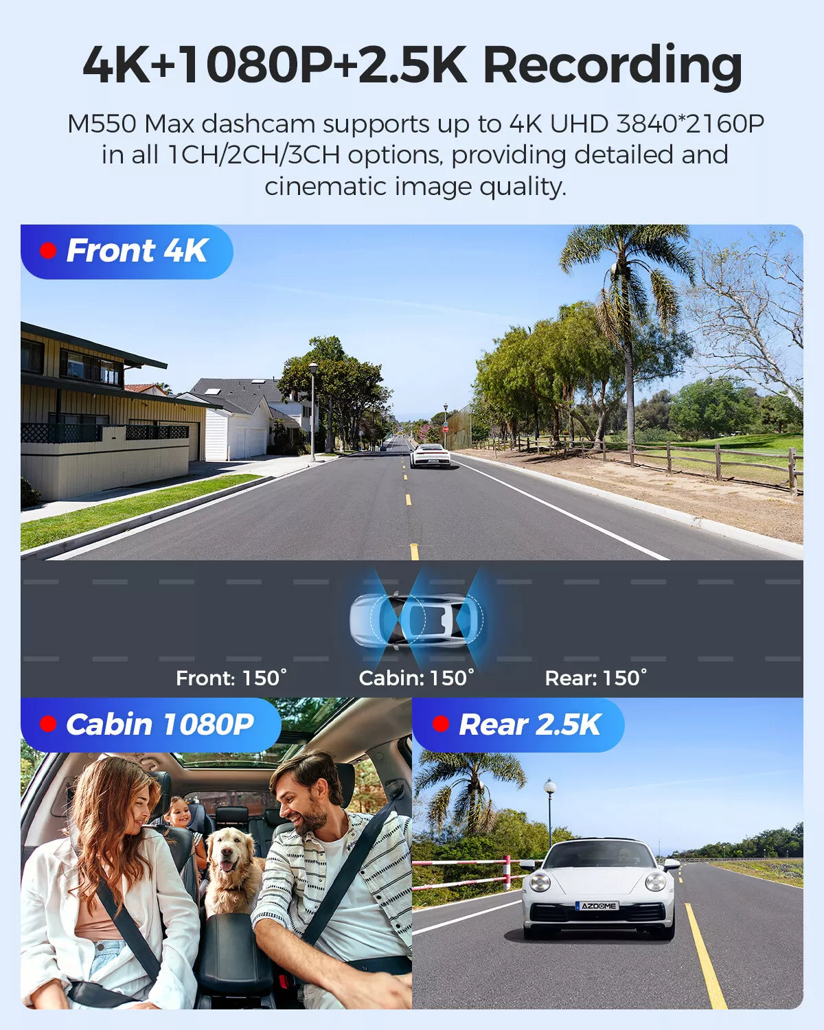 Dash Cam 4K+1080P + SD Card Memory