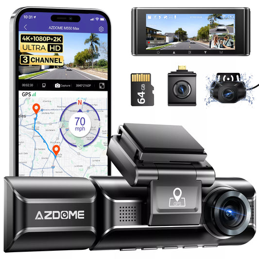 Dash Cam 4K+1080P + SD Card Memory
