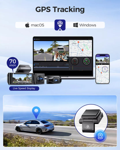Dash Cam 4K+1080P + SD Card Memory