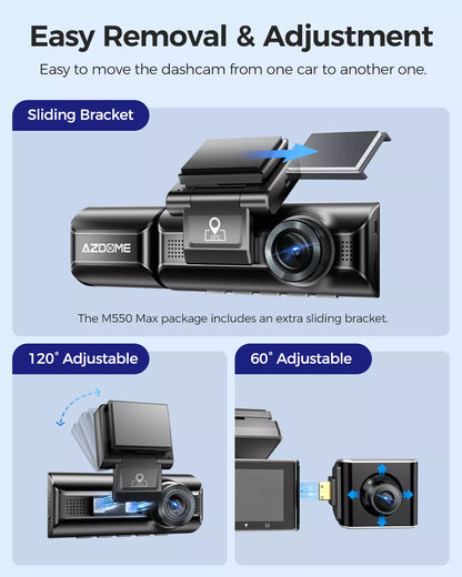 Dash Cam 4K+1080P + SD Card Memory